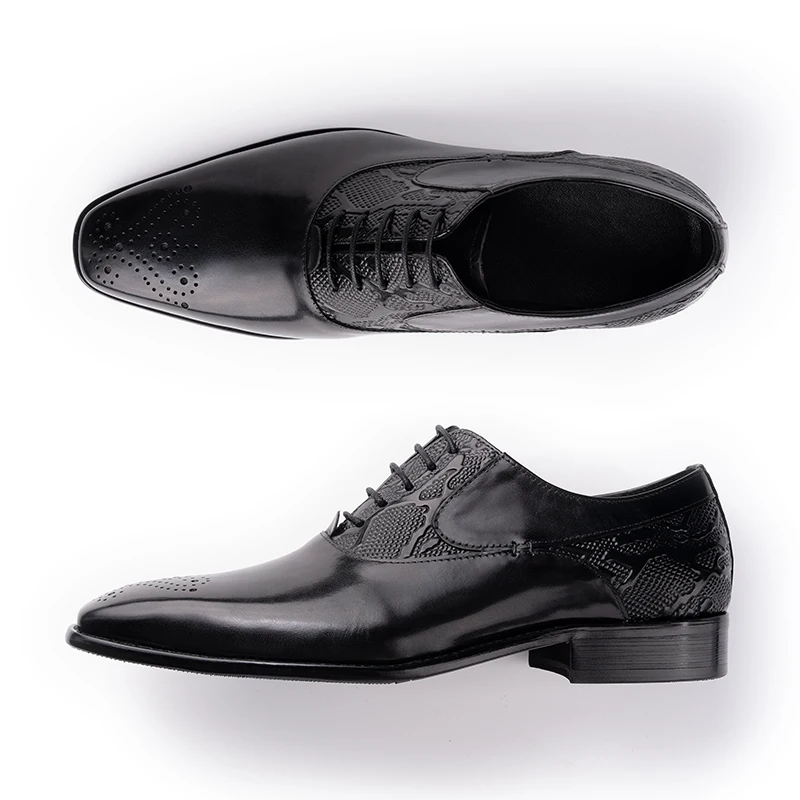 Black Men Leather Shoes Pure Handmade Office Business Shoe Lace-up Real Cowhide Breathable  Footwear Size 39-48 Latest Design CN