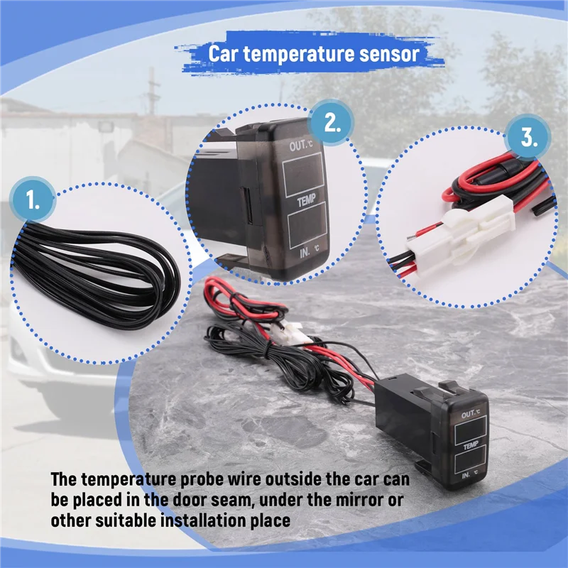 A09E-Dual Temperature Display Inside And Outside The Car Dual Temperature Sensor For Toyota Corolla Reiz Prado Prius