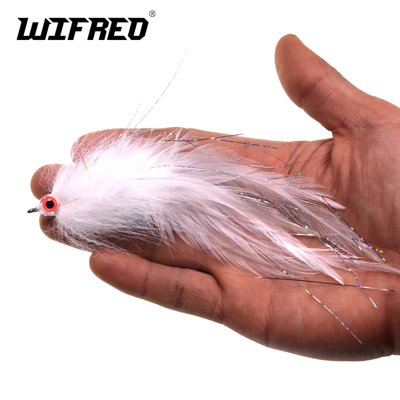 

Wifreo #2/0 White Bait Fish Fly Suspending Streamer Flies Lure for Musky Bass Baitfish Imitator Trout Fishing Flies