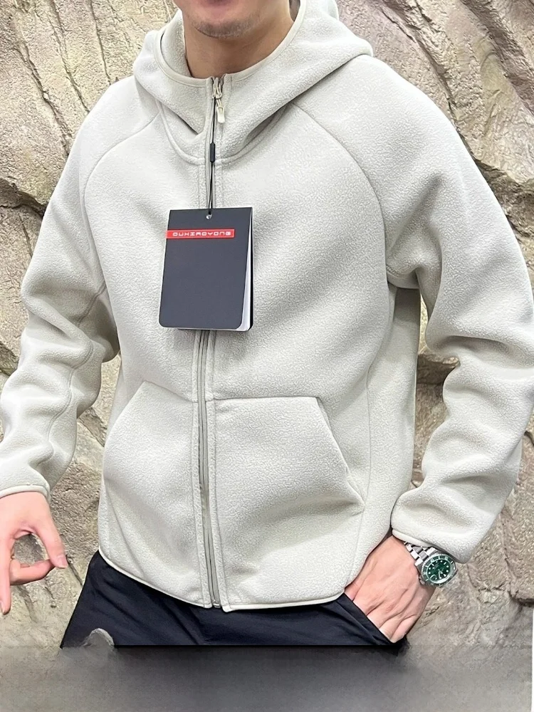 

Тяжелый двусторонний джинт с капюшоном Fce 550 г для зимы, мужские и женские теплые повседневные длинные свечи на молнии