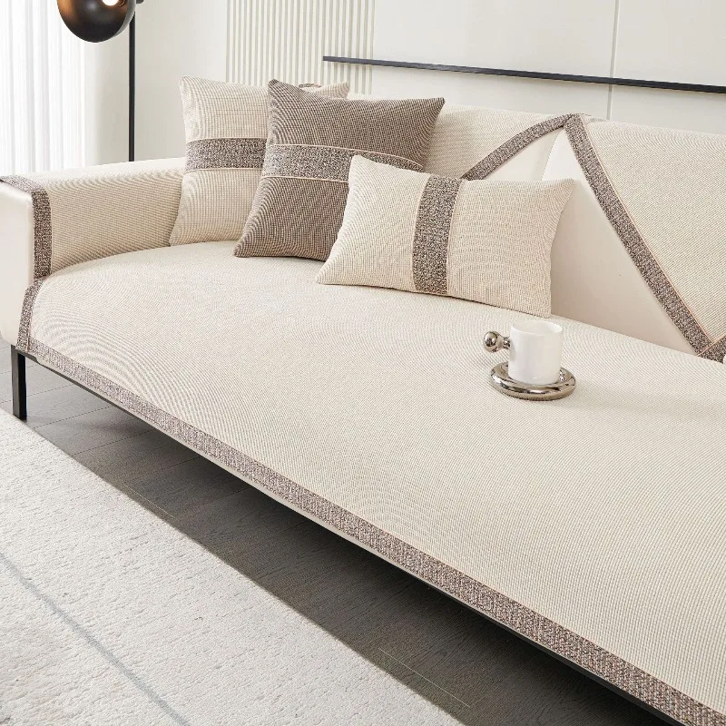 Woven Cotton and Linen Sofa Cushion for All Seasons Universal Non-slip Sofa Cover New Backrest Cover Cloth Towel