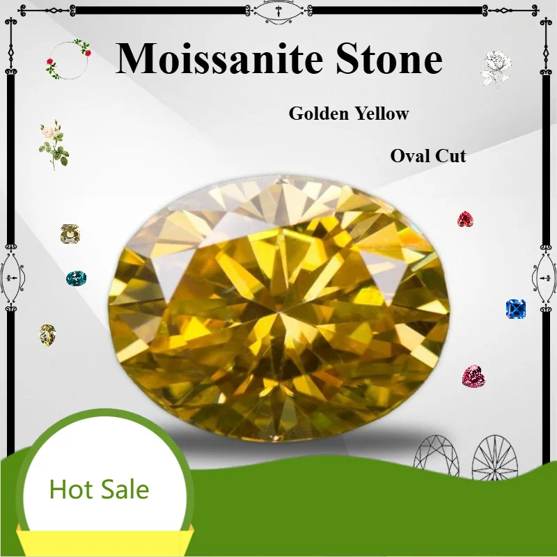 Moissanit-Stein, oval geschliffen, goldgelbe Farbe, loser Edelstein für die Schmuckherstellung, Hauptmaterialien mit Zertifikat – Detail 1