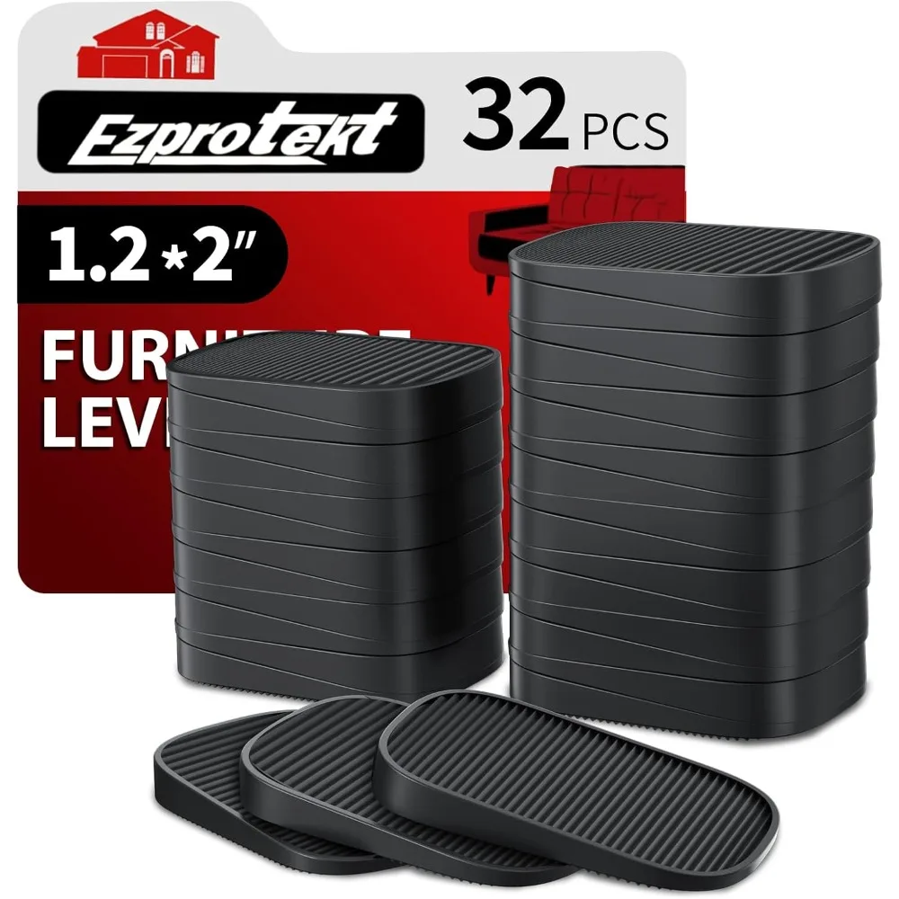 

Furniture Levelers, 32 Pcs 2 Black Multi-Purpose Flexible Rubber Shims for Leveling Feet Stable - Anti-Wobble Pad for