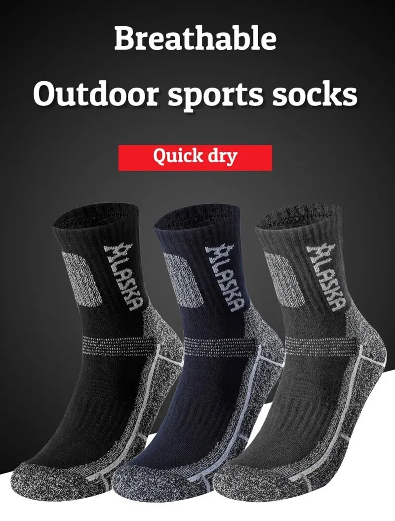 3 Pairs Set Winter Professional Men Sports Sock Outdoor Keep Warm Cycling Running Hiking Skiing Thermal Spring Men Crew Socks