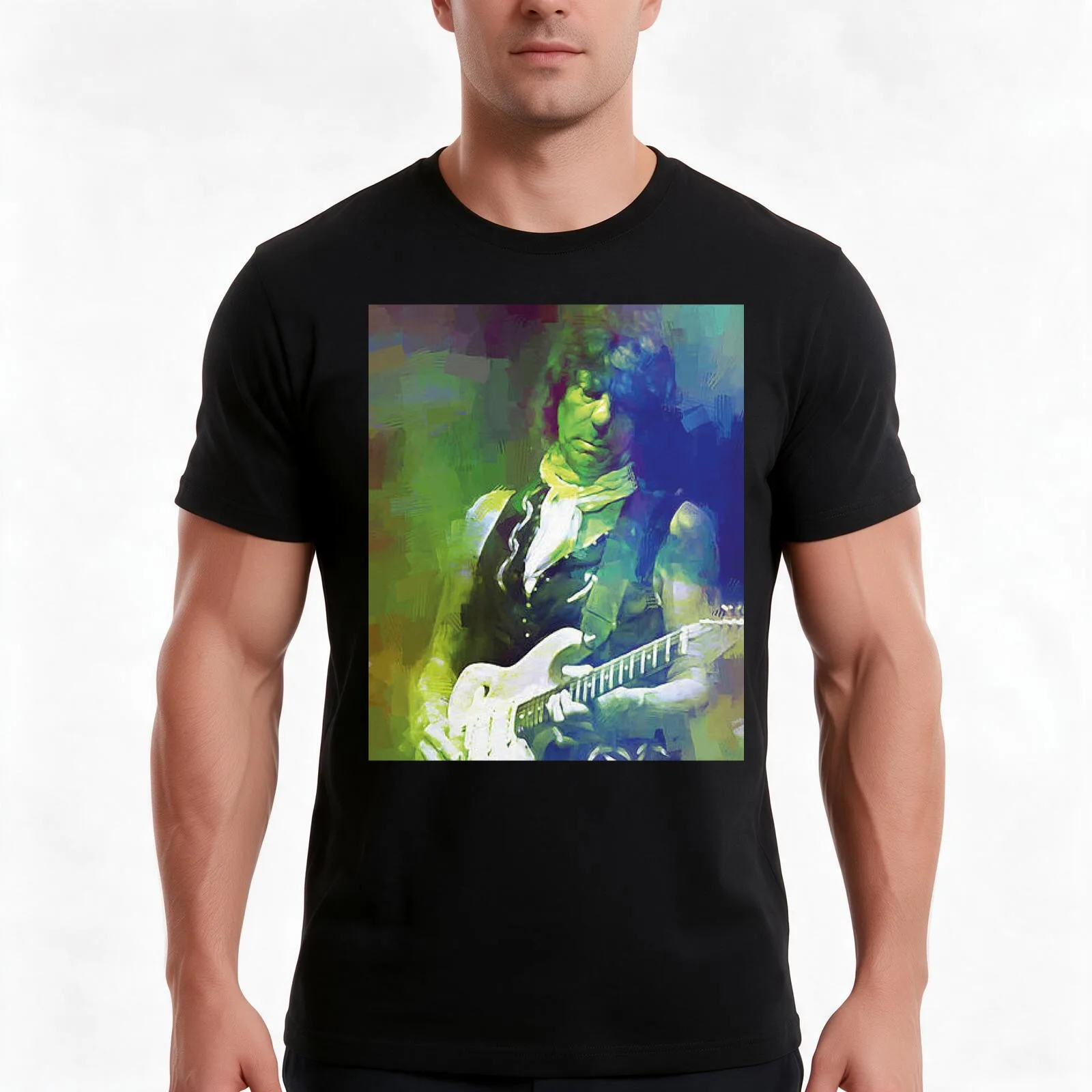 jeff beck Rip 2023 T-Shirt, Summer Casual Cotton Tee, Oversized Streetwear Tops, Vintage Graphic Print, Loose Fit Short Sleeve