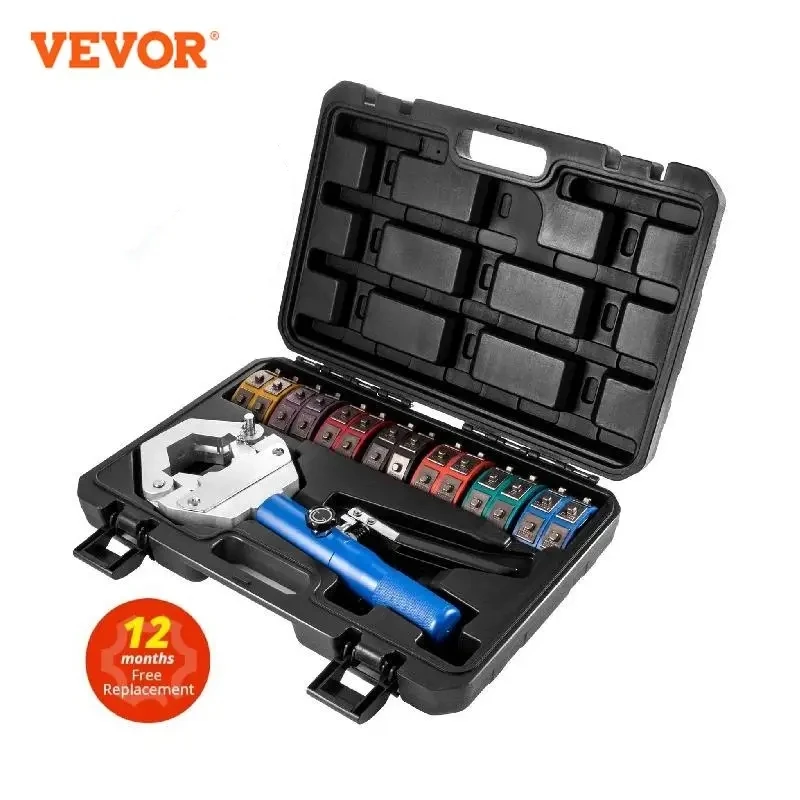 VEVOR Manual AC Hose Crimper Kit 71500 with 7Dies Hydraulic Hose Crimping Tool Hydraulic Press Auto Air Conditioning Repair Set