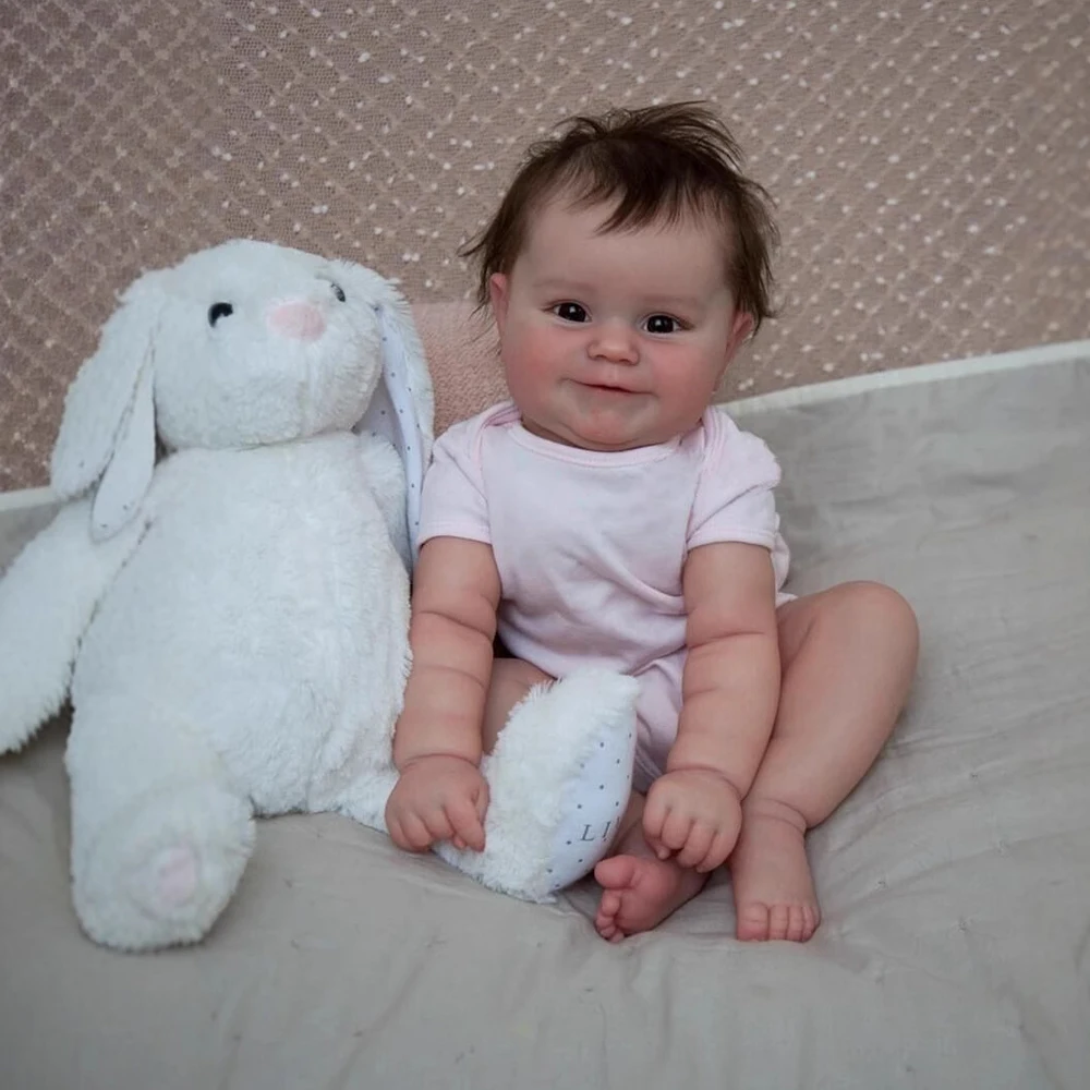 Realistyczna lalka Reborn Baby Doll całe ciało silikonowa realistyczna uśmiech nowonarodzona dziewczynka lalki ukorzenione włosy widoczne żyły zabawka do kąpieli prezenty dla dzieci