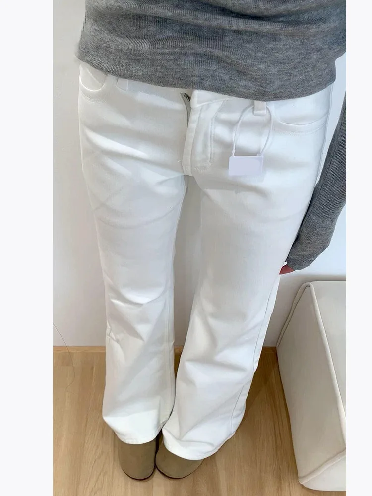 White Flared Jeans Women's Autumn New Style Versatile Low Waist Slim Straight Not Tight Leg  Hoof Flared Pants - view 4