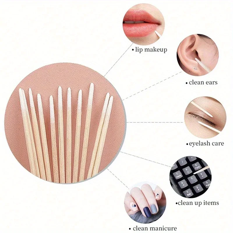 100-500Pcs Manicure Cotton Swab Set | Wooden Tip Nail Polish Remover & Detail Corrector Tool