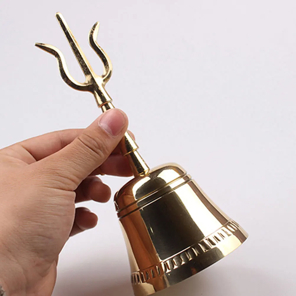 Hand Buddhism Hand Exquisite Long Handle Portable Copper Bell For Temple Home Decorative Bell Craft Gift