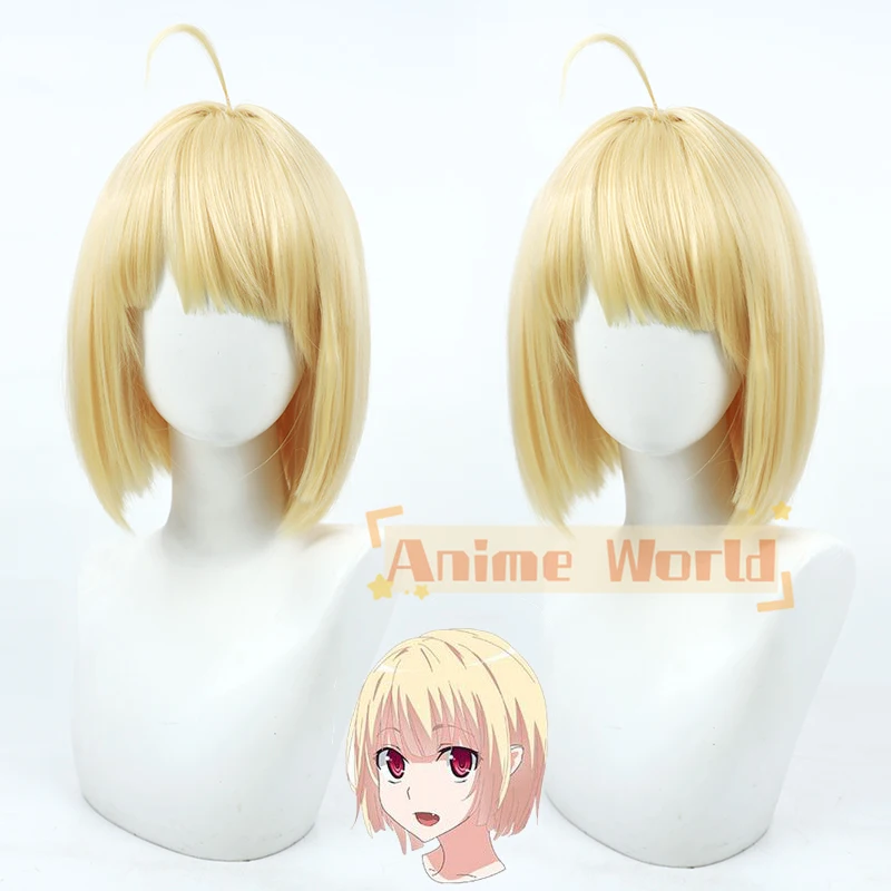 

High School DxD Gasper Vladi Cosplay Wig Short Yellow BOBO Head Heat Resistant Synthetic Hair Halloween Party Role Play