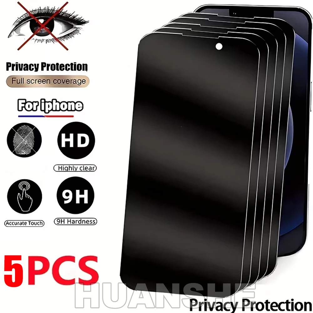 

5/3PCS Anti-Spy Privacy Tempered Glass Screen Protector for iPhone 17 Air 16 15 Pro Max 14 13 12 11 XS Max XR X 7Plus SE 6