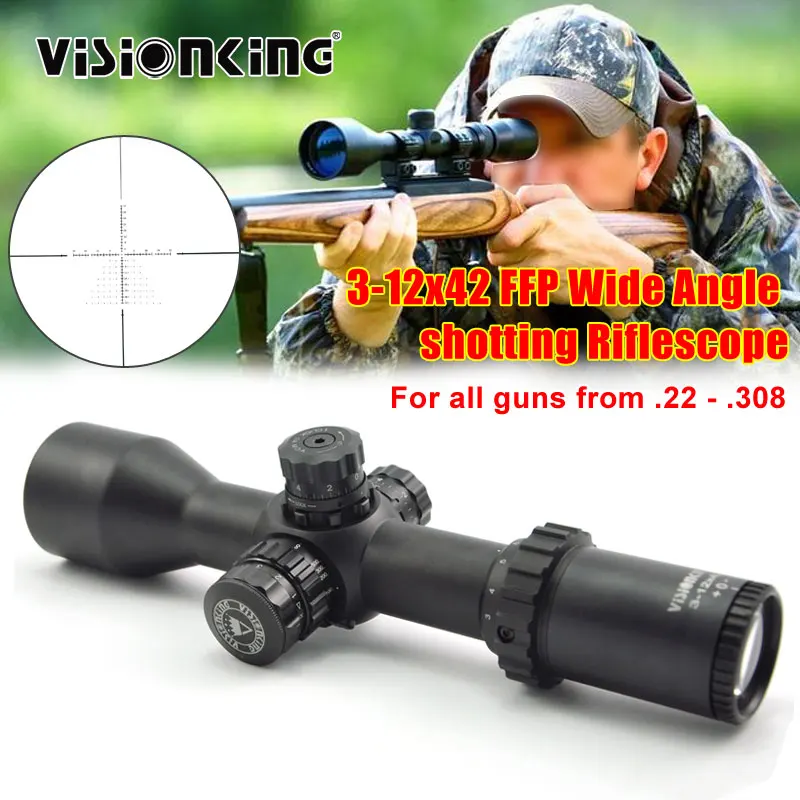 Visionking 3-12x42 FFP Riflescope Optical Sight Telescopic Aim Hunting Lunettes Shotting Tactical Rifle Scope Mil-Dot Riflescope