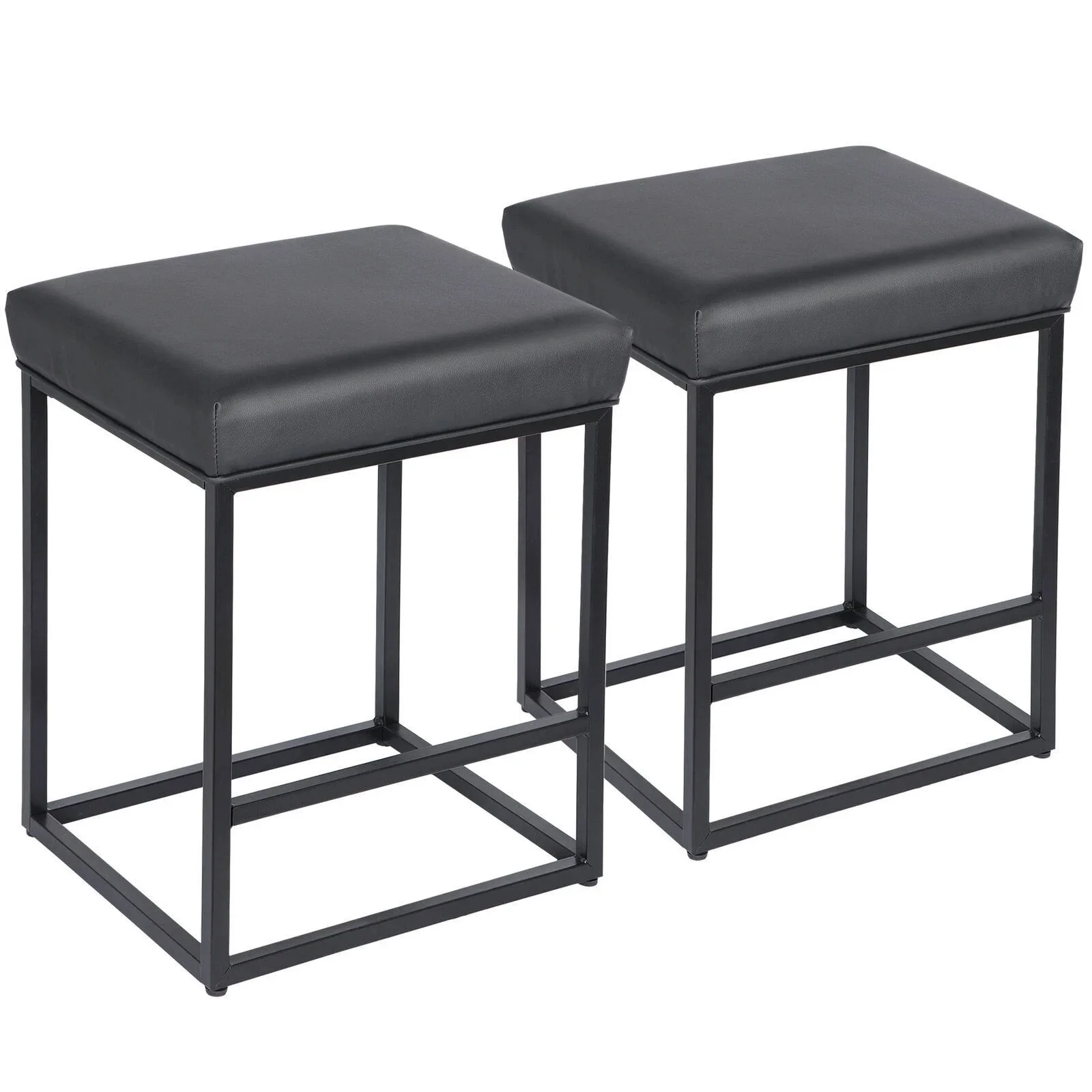 Set Of 2 Modern Backless Bar Stools PU Leather Chair Home Dining Room