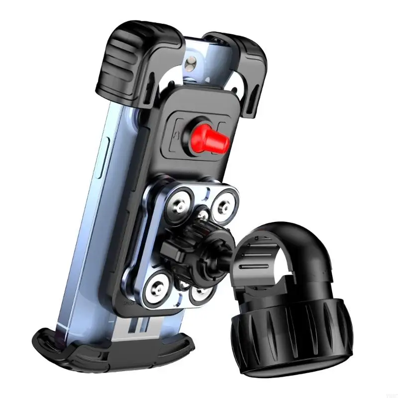 360 Rotatable Bike Phone Stand with Shockproof Design & Button Release Smartphone Holder for 4.7 to 7 Inch Devices
