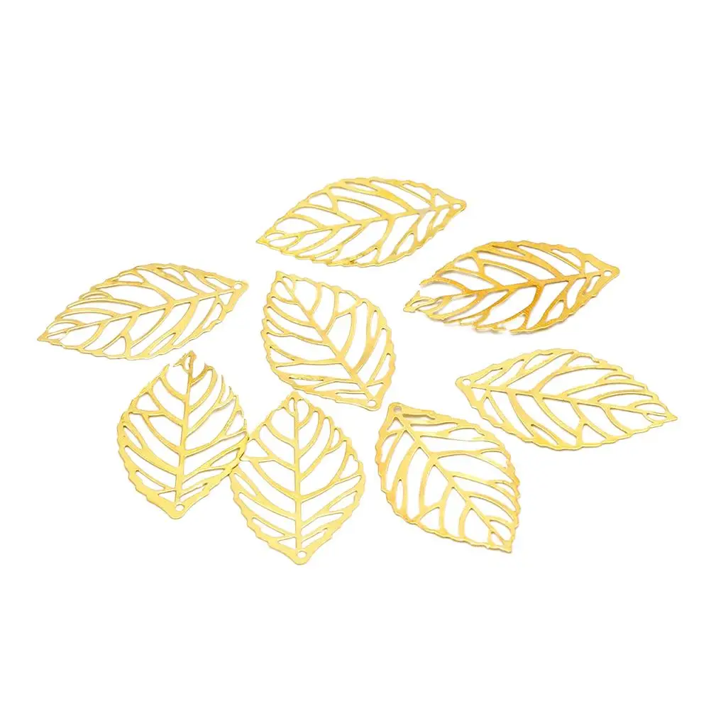

100 Pcs Hollow Leaves Iron Sheets DIY Headdress Material Hairpins Accessories Bride Key Chain Long Hair Jewelry Craft
