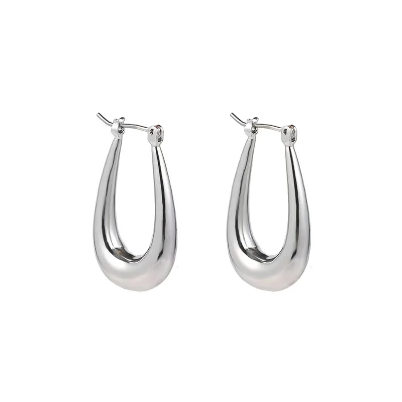 أقراط كلاسيكية على شكل قطرة هندسية ، حلقة دائرية سميكة متعددة الاستخدامات ، رياح معدنية باردة