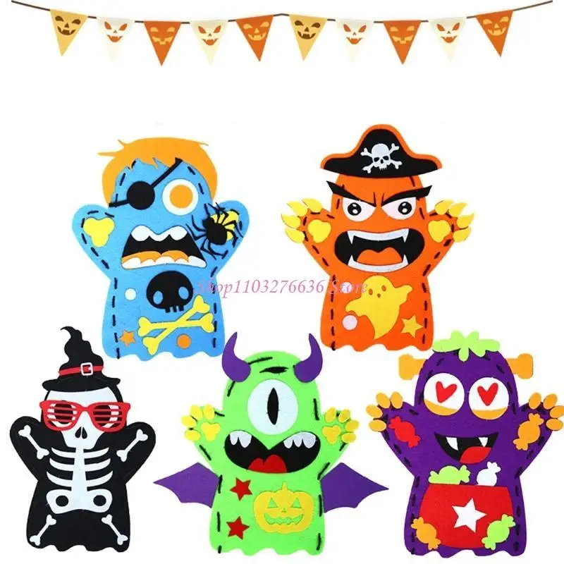 R6FD 창조적 인 할로윈 핸드 꼭두각시 DIY 핸드 크래프트 유아를위한 유치원 수제 재료 어린이 예술 및 공예품