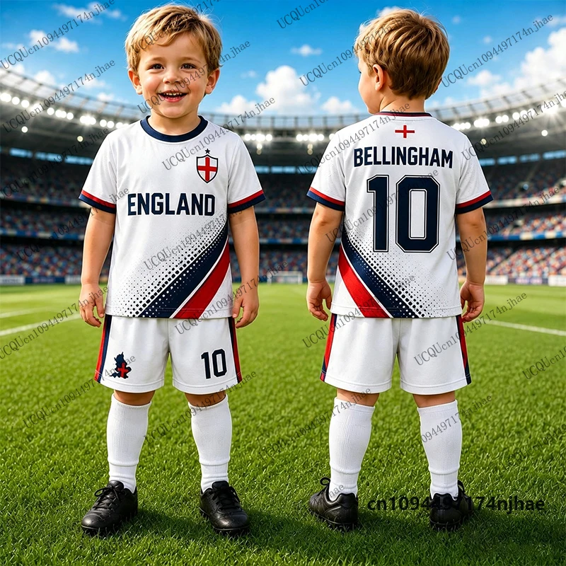 2 Piece Outfits Children Tracksuit Bellingham #10 Print T-shirt+Shorts Set Sports Football Jersey Suit Casual Kids/Adult Clothes