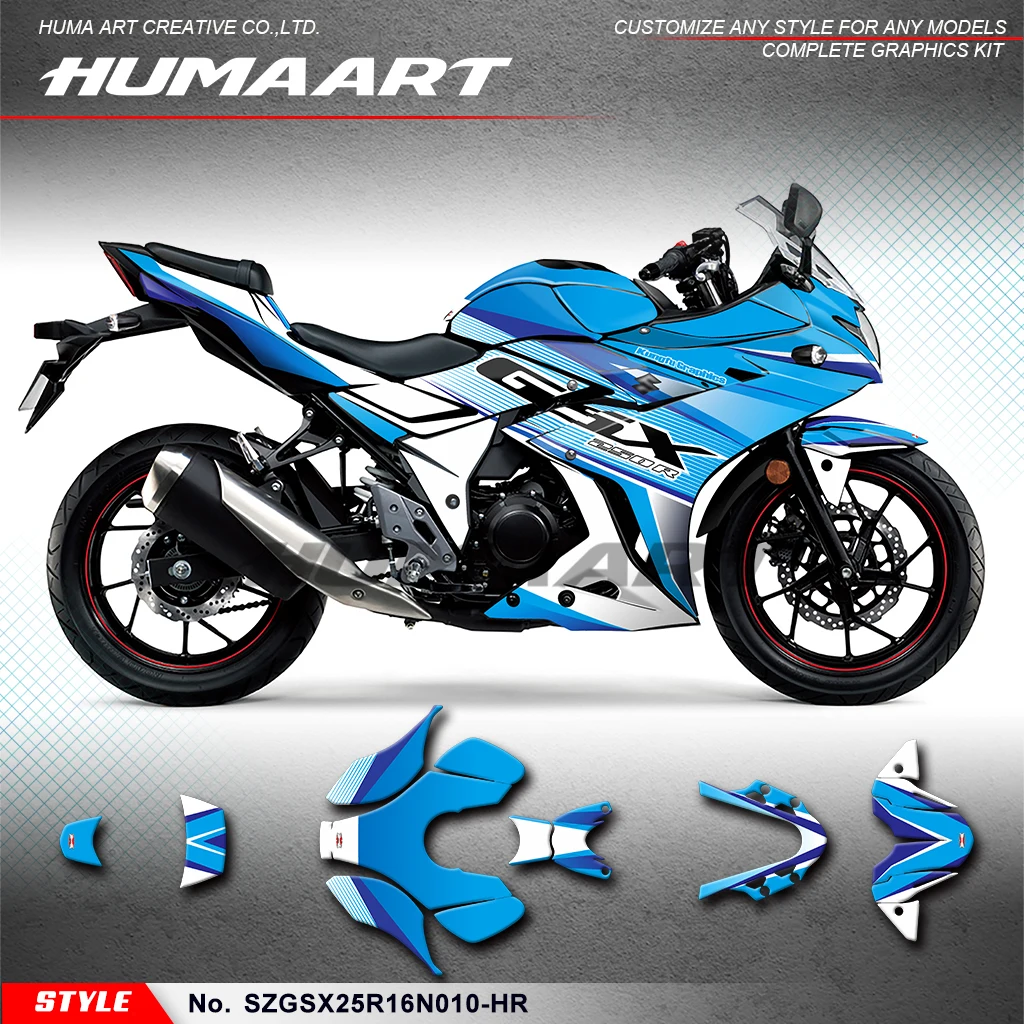 HUMAART Motorcycle Graphics Sticker Sheet for Suzuki GSX250R GSX 250R 2016 2017 2018 2019 2020 2021 2022 2023 2024, Accessory