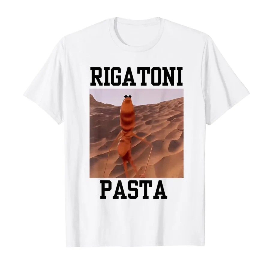 HOT SALE Funny Marcus The Worm Rigatoni Pasta Robert Meme Trendy Art T-shirt for Men Women Cotton T Shirts Short Sleeve Tops