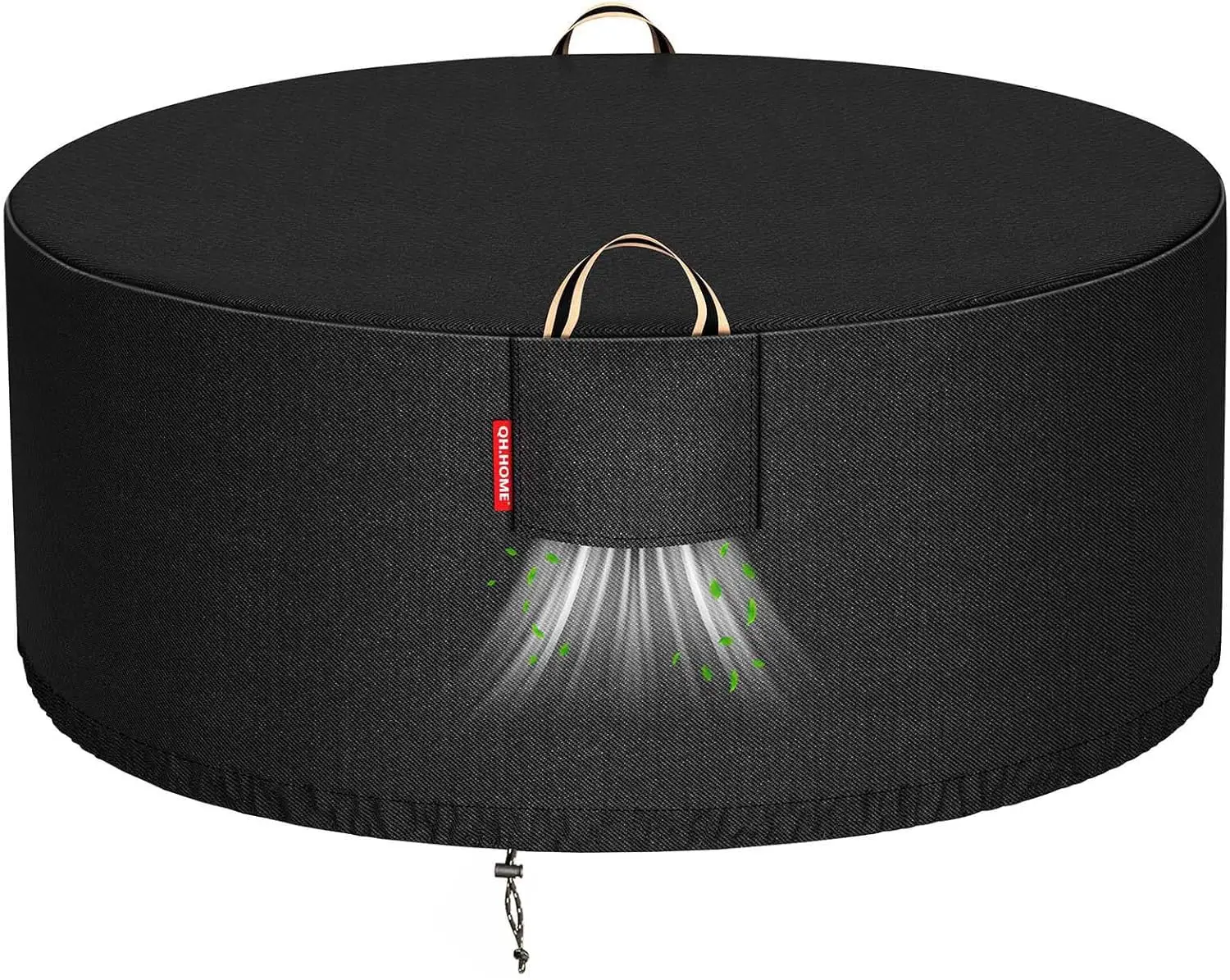 [قماش مطور 900D] غطاء حفرة النار دائري لحفرة نار 45-48 بوصة، غطاء مدفأة مقاوم للماء عالي التحمل 900D مع غطاء Air Ve