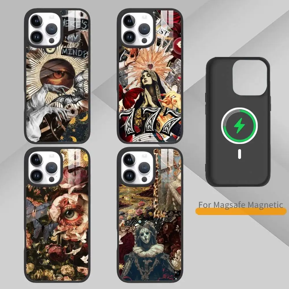 Dark Ornate Collage Art Phone Case For IPhone 17,16,15,14,13,Pro,Max,Plus,Magnetic For Magsafe Wireless Charging