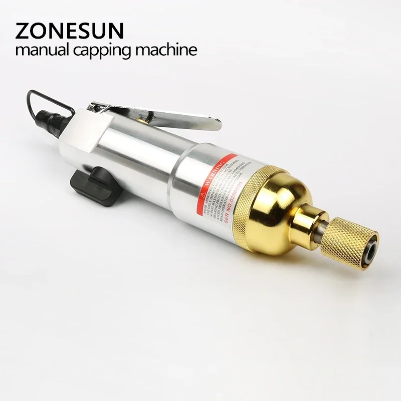 ZONESUN-máquina de tapado de botellas neumática, herramienta manual para atornillar y tapar botellas