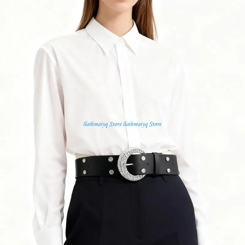 

573B Punk Waistband Belt Metal Studs For Casual Outfits And Event Adjustable Length