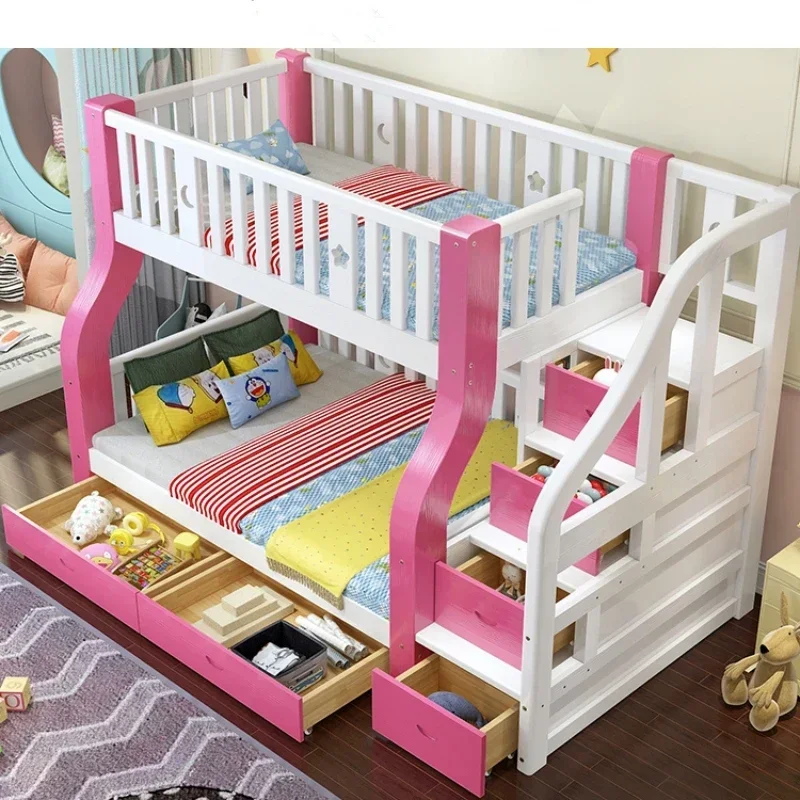 Children Bedroom Furniture Sets Modern Solid Wooden Bunk Bed for Kids