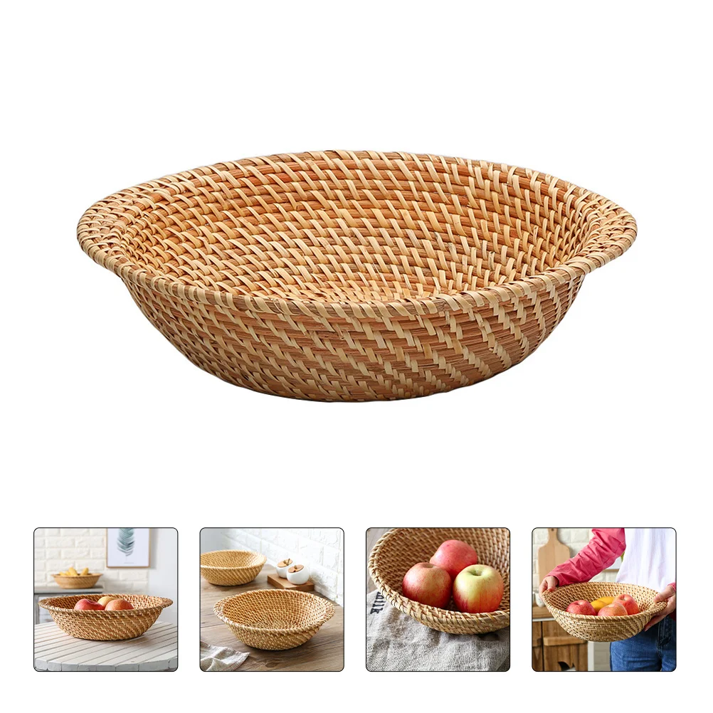 

1Pcs Rattan Woven Basket Natural Material Safe Organizing Home Bakery Dinning Decor Rattan Basket Food Serving Tray