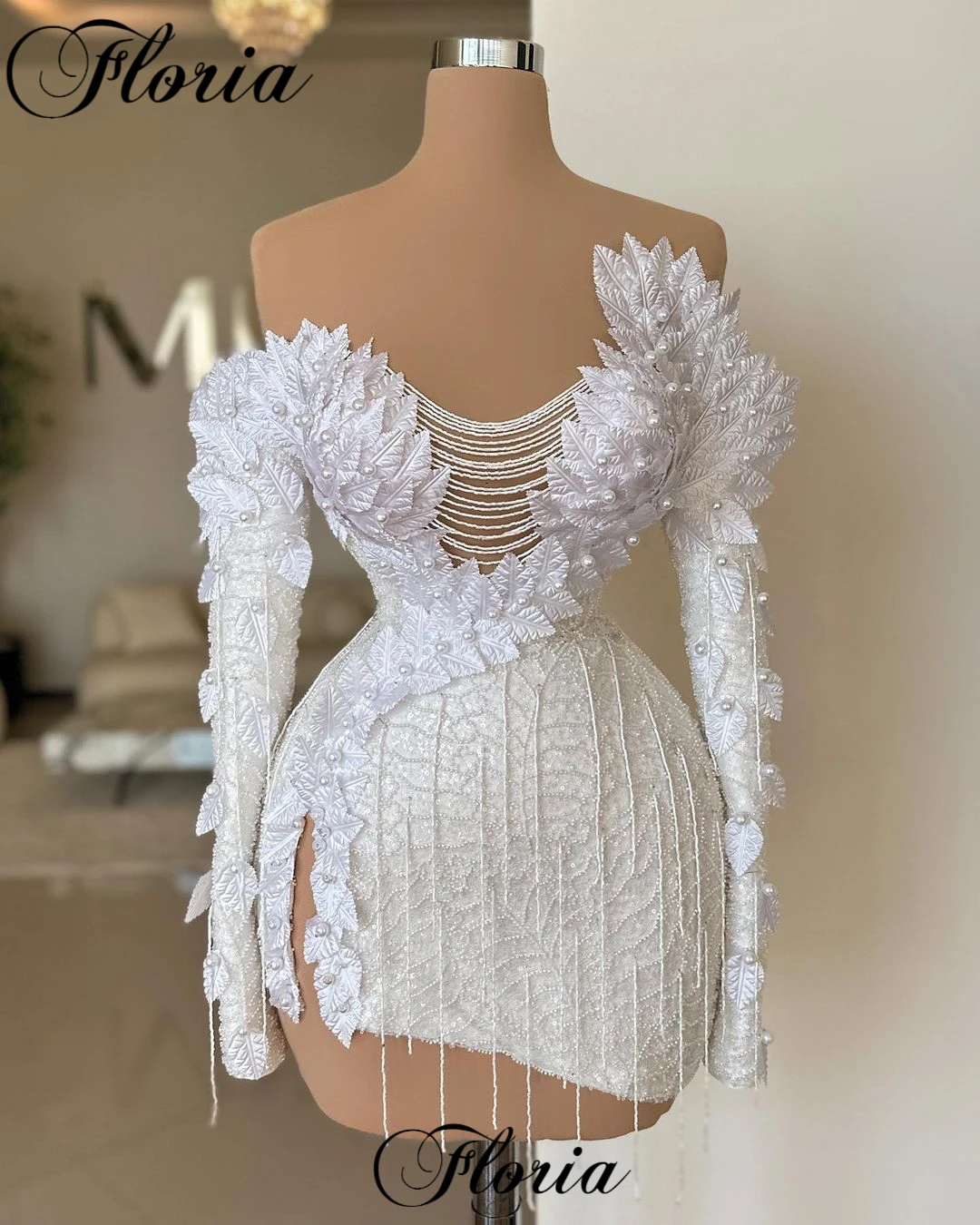 2023 New Fashion Ivory Mermaid Prom Dresses For Women Off Shoulder Beaded Cocktail Dresses Homecoming Dresses Vestidos De Noche