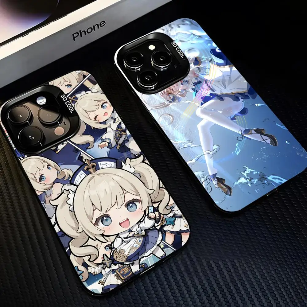 جينشين إمباكت باربرا جراب هاتف أسود مغناطيسي IMD ملون فضي مناسب لهاتف آيفون 17 16 15 14 13 12 11Pro Max