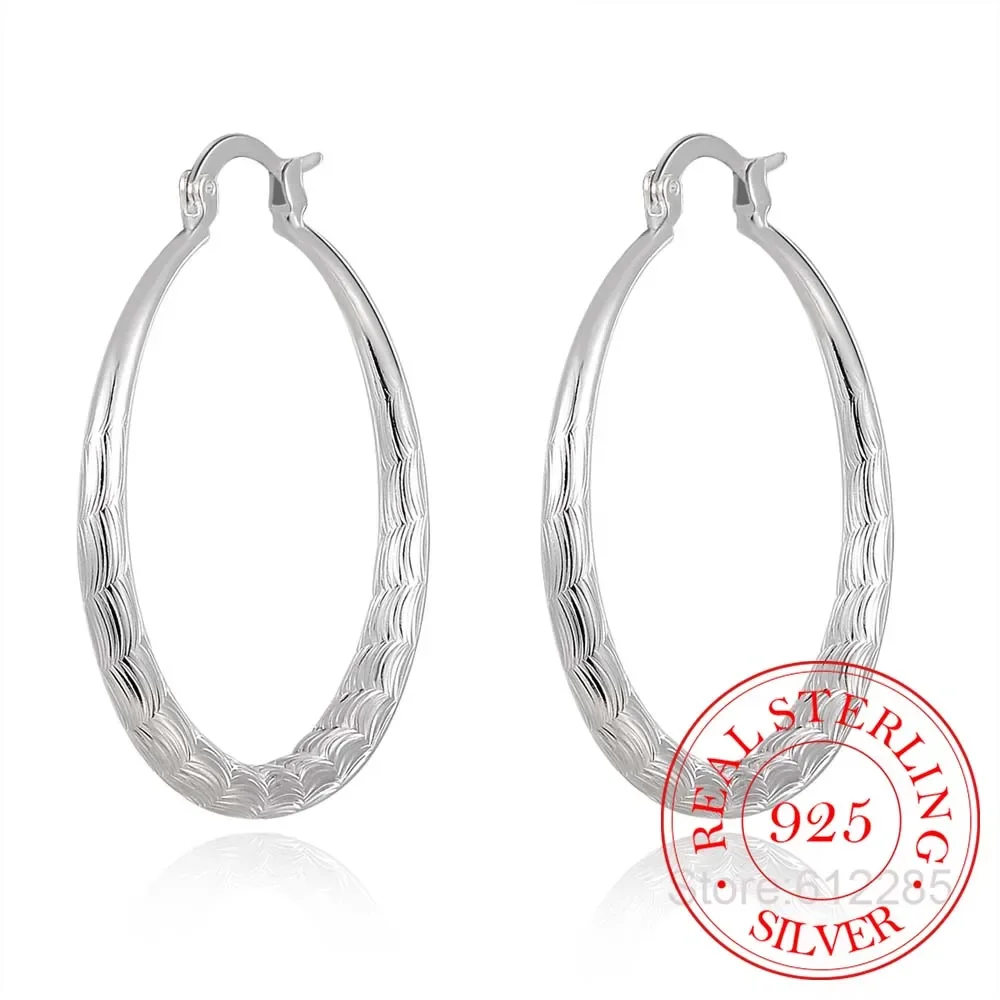 925 Sterling Silver Hip Hop Round Earrings for Women Large Circle 7.1cm/5.1cm/4cm Piercing Big Hoop Earring Dropship Suppliers