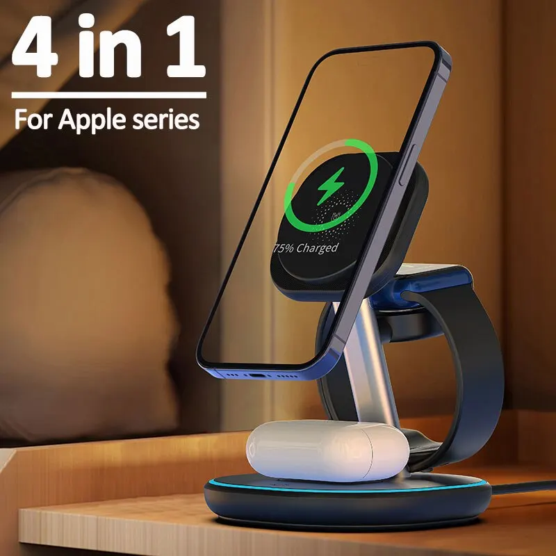 

3 in 1 Night Light Magnetic Wireless Charger Stand 30W Fast Charging Station Dock for iPhone 14 13 12 Pro Max IWatch 8 7 Airpods