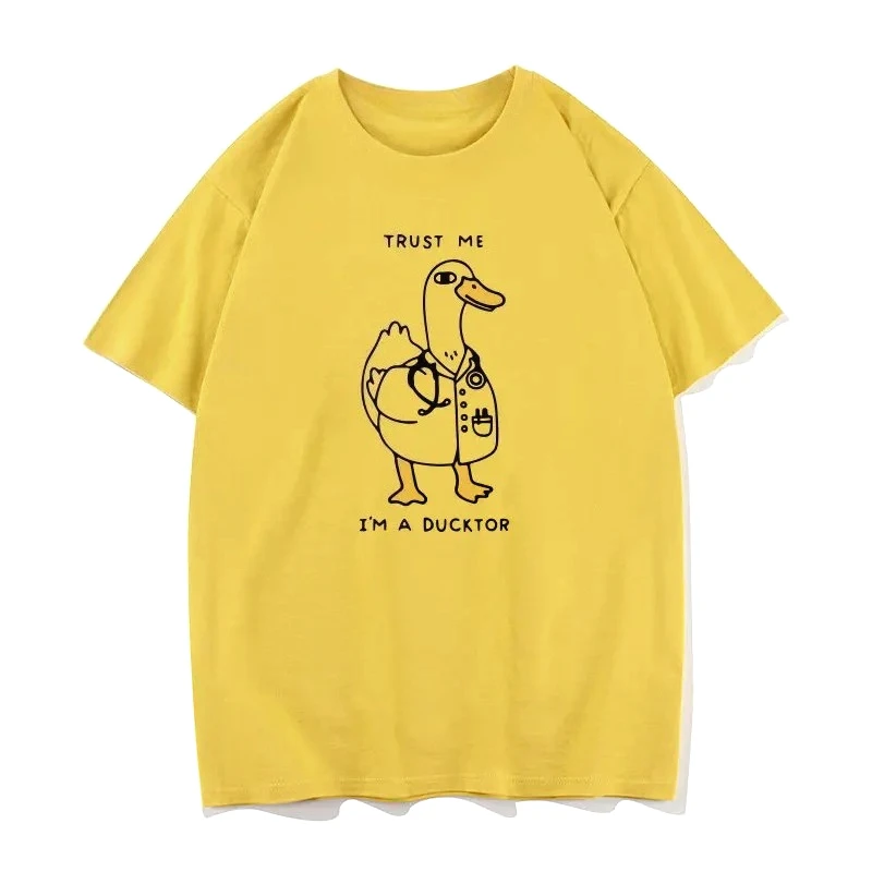 Doctor Duck Goose Cartoon Print Cheap Clothes Men's and Women's Summer Casual Fashionable T-shirt Y2k Trendy Clearance Clothing