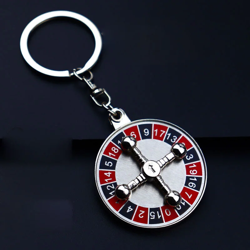 Zinc Alloy Rotatable Spinner Keychain Fidget Stress Relief Toy 360° Rotating Key Ring Car Bag Pendant Creative Gift for Men Wome