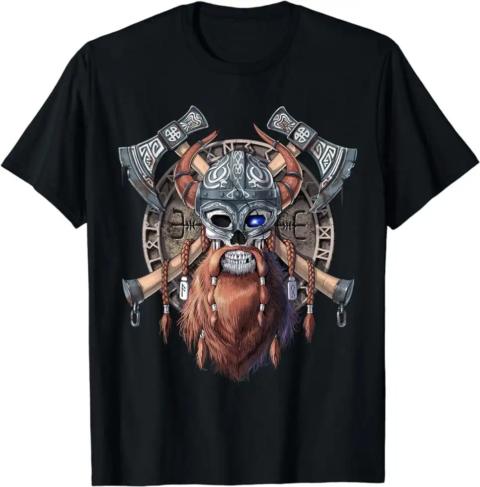 

Nordic Warrior Crossed Battleaxe Berserker T-Shirt 100% Cotton O-Neck Short Sleeve Summer Casual Mens T-shirt Streetwear