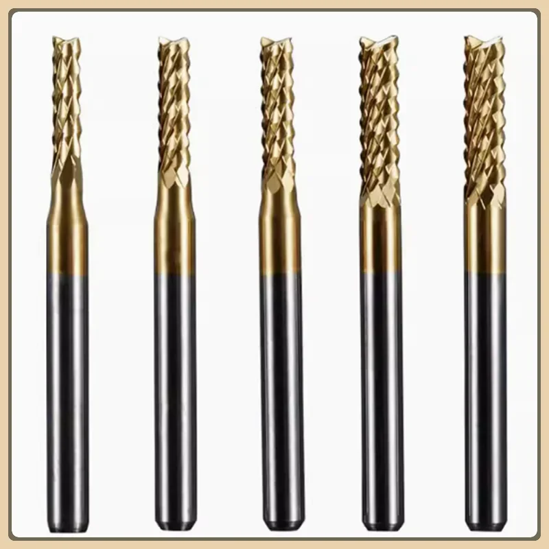 1pc Durable 0.6mm-3.175mm Titanium Coated Carbide Milling Cutter Engraving Edge Cutter CNC Router Bits End Mill for PCB Machine