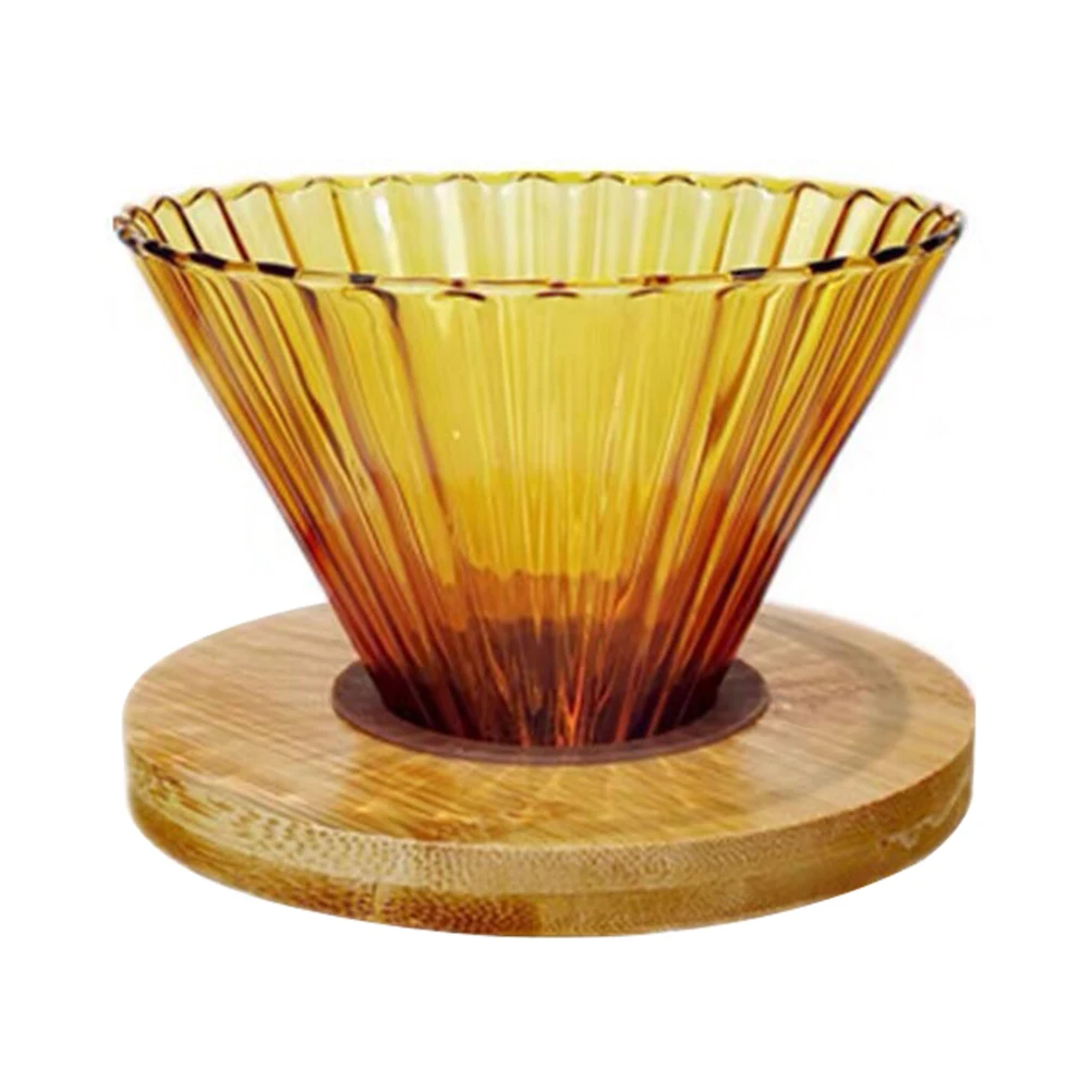 

Coffee Funnel Durable Glass Wood Pot Filter Pour-over Maker Household Tool Accessories Kitchen Gadgets Reusable Easy Clean