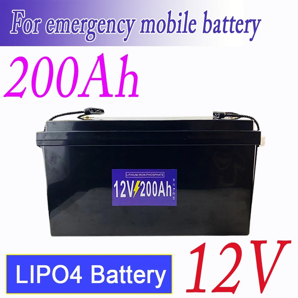 12V LiFePO4 Battery 100AH 200AH Built-in BMS Lithium Iron Phosphate Cell for Golf Cart Outdoor Camping Solar Storage