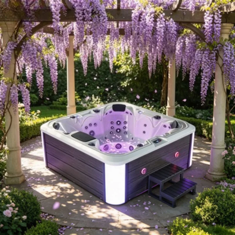 Jacuzzi Exterior de 7 Plazas a Precio Económico, Bañera de Hidromasaje con 27 Jets de Masaje y Carcasa de Acrílico de Alta Calidad