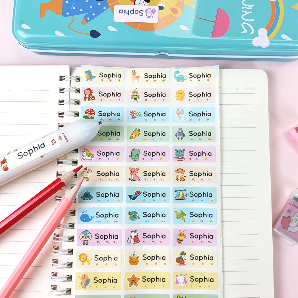 60pcs/120pcs Personalization Custom name Labels Animal Style Name Tag Sticker Custom Adhesive Stationery Decals Personalize Firs