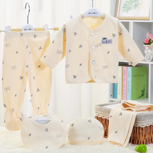 4138-838ccb.jpg 5-Piece Baby Clothing Set – Cotton Hedgehog Newborn Outfit (0–3M, Spring/Autumn)