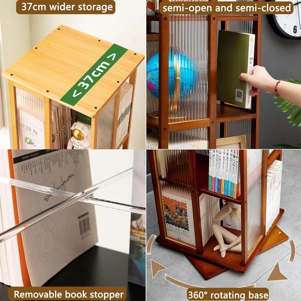 رف كتب دوار، خزانة كتب أكريليك قائمة على الأرض مكونة من 6 طبقات للأطفال والكبار، رف عرض دوار لتخزين الكتب لـ S #5