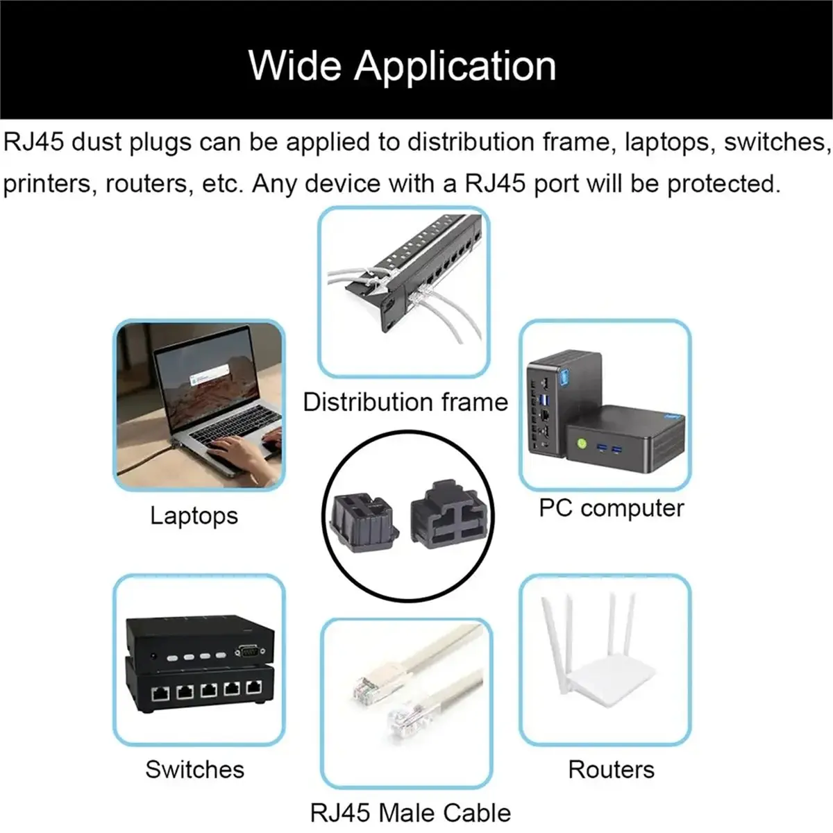 （2026 SUMMER）10Pcs RJ45 Dust Cap Connector Dust Cover Plug Protector Plugs Hub Port for Laptop/Computer/Router Connector Dustplu