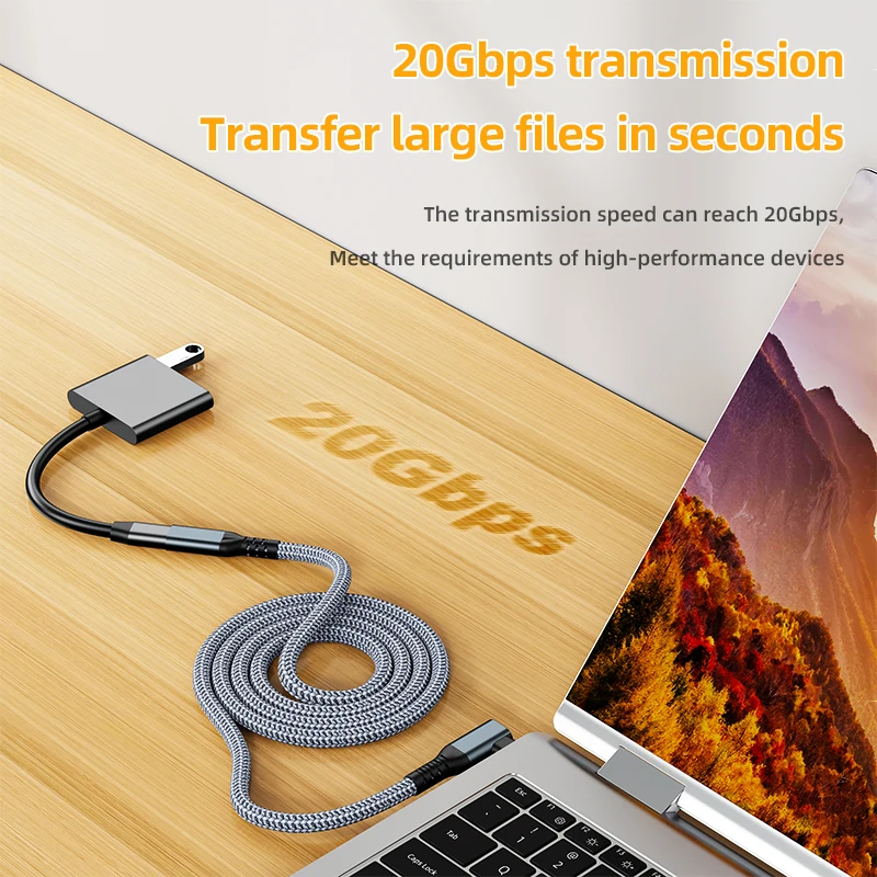 90 Degree Type C Extension Cable 3.2 USB C to Type C Fast Charge Data Transfer Converter 20Gbps USB-C Extender for iPad Macbook