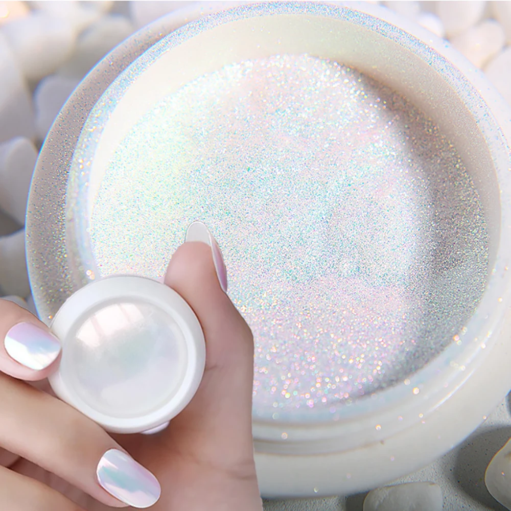 1Box Mermaid Pearl Shell Magic Mirror Nail Powder Rainbow Neon Rubbing Dust For Nail Art Ultra-Fine Glitter DIY Manicure Powder