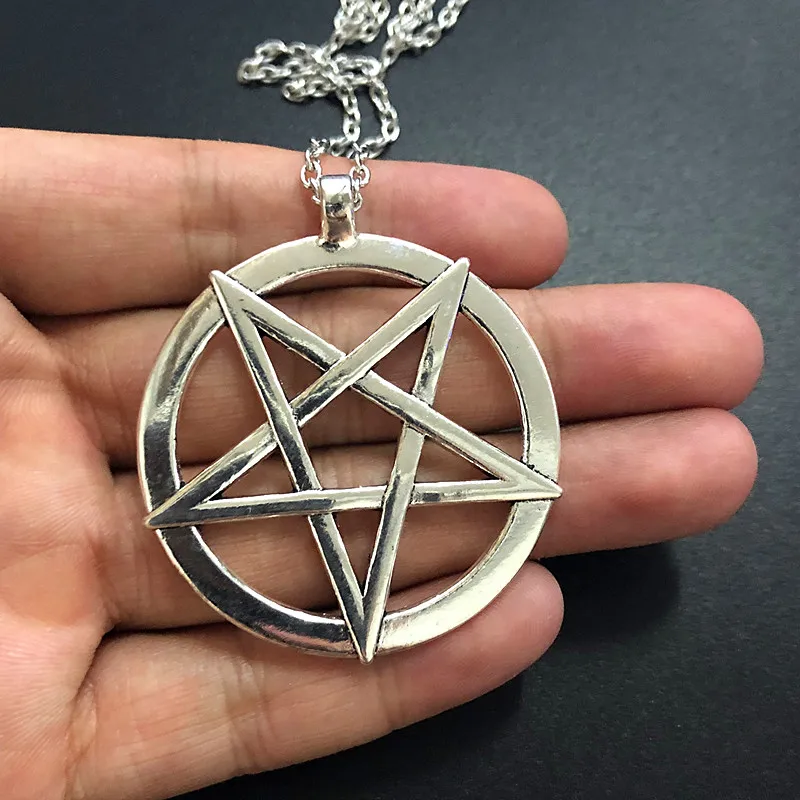 Fashion Inverted Pentagram Pendant Satanic Symbol Necklace Unisex Amulet Jewelry