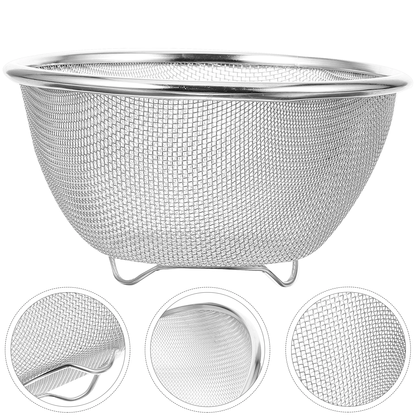 Stainer Thickened Stainless Steel Sink Drain Basket Rice Sieve Wash Kitchen Basin Food Strainer Fruit Colander Silver